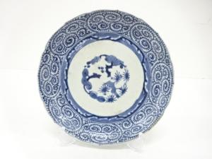 古伊万里　染付　蛸唐草　八寸皿